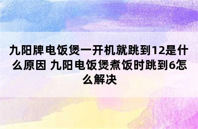 九阳牌电饭煲一开机就跳到12是什么原因 九阳电饭煲煮饭时跳到6怎么解决